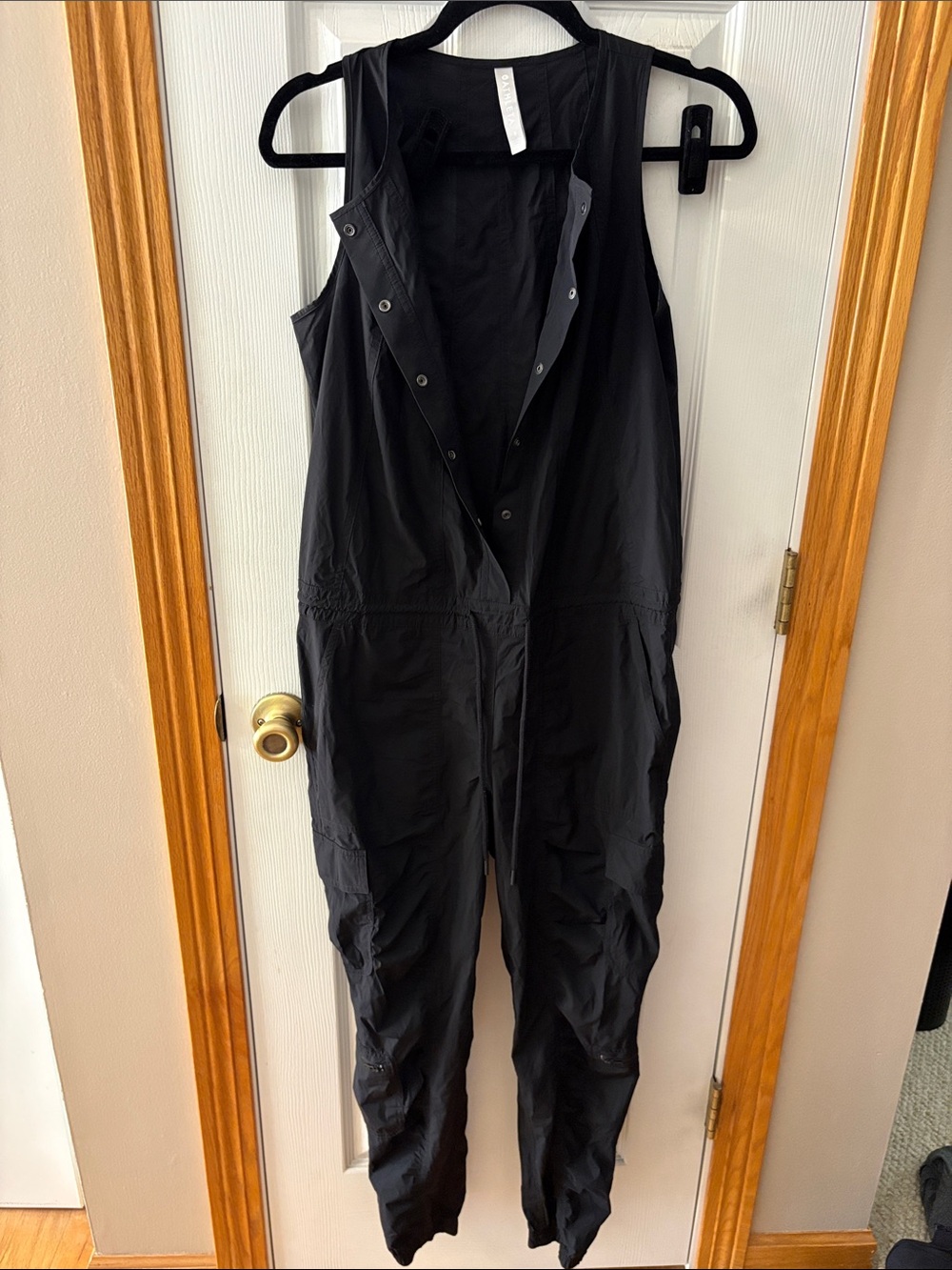 Athleta Black Sleeveless Snap-Front Utility Jumpsuit